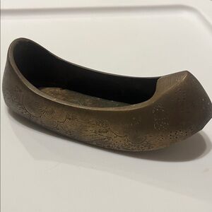 Vintage Solid Brass Etched Made in Korea Shoe Ashtray Collectible